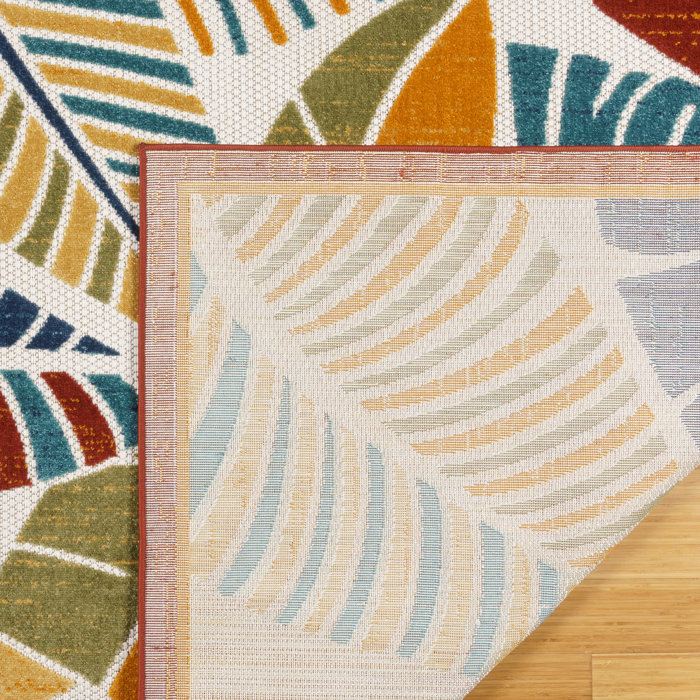 Gertmenian Fosel Lagos Multicolored Modern Tropical Leaf Indoor/Outdoor